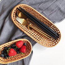 Fuji Dry Fruit Disk Towels Towel for Desktop Convertible Weaving Small Pallet Chopstick Basket Knife and Fork Collection Box