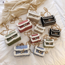 New Korean Joker shoulder bag fashion girl beauty Pop Princess Pearl small square bag girl travel cross chain bag