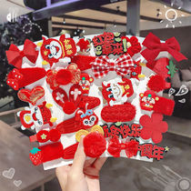 Year of the Ox hairpin Chinese style childrens headdress hairpin Girl baby New Year Ancient Style Year of the Ox hair ornament text hair card head