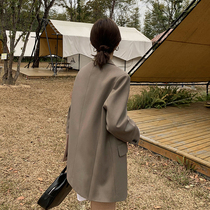 Superior Sensation Curry Suit Jacket Woman 2022 Chunqiu New Korean version Outline Sense Temperament Casual Little West Suit Jacket