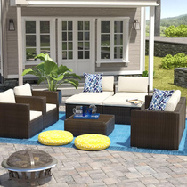 Outdoor rattan sofa rattan balcony rattan sofa chair creative attic rattan sofa sunshine room furniture double chair