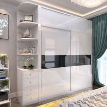 Modern minimalist paint sliding door wardrobe 2-door combination panel white sliding door sliding door wardrobe