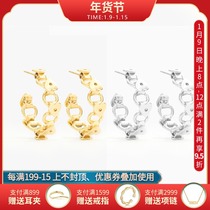 Re-attach designer gold and silver Corage ring ring hoop sterling silver earrings female retro Europe and America