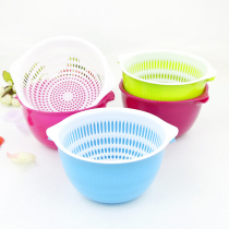 3139 kitchen mini double layer vegetable fruit drain basket creative living room household plastic pot wash vegetable basket