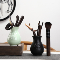 Mingfeng kung fu tea set ceramic tea ceremony zero with bamboo tea ceremony six gentlemen tea art celadon black sandalwood pear tea ceremony