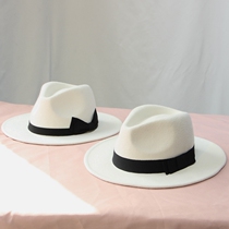 Autumn and winter pure white wool wide-along top hat French felt hat fedora children Panama Jazz hat British Wild