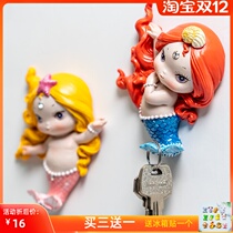 Wall key adhesive hook creative European mermaid princess room hanging girl heart gift wall painting adhesive hook