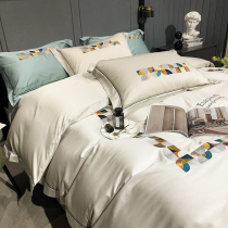 High-end atmosphere 100 long-staple cotton four-piece set cotton pure cotton quilt cover satin sheets Light luxury bedding YM