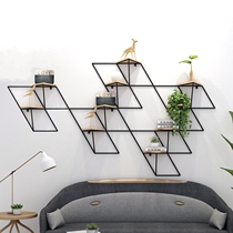 Nordic wrought iron wall shelf wall hanging simple creative bookshelf partition wall decoration flower stand living room display stand