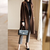  ROUJE POWER high-end double-sided cashmere coat 2021 autumn and winter new mid-length cashmere wool coat