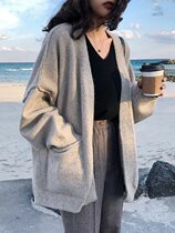 Knitted sweater coat women 2021 autumn and winter New Korean lazy wind loose long sleeve knitted cardigan tide