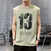 Vest men cotton summer sleeveless T-shirt sports fitness waistcoat Tide brand Slim mordale base shirt wear