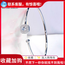 Mrs Liao Jewelry 18K white gold 50 cent diamond bracelet Womens cushion stretch open real diamond bracelet