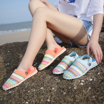 Summer breathable sandals women non-slip flat sandals Baotou hole shoes no heel two with sandals for men and women shoes