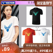 victor victory badminton sports short-sleeved 90026 knitted T-shirt mens and womens quick-drying air training jersey