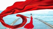 10m floating yarn photography props Thin floating yarn photo studio Wedding photography photo beach location props Red satin