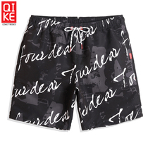 (Rider) black beach pants men can enter the Tide brand shorts quick dry loose size sports swimming pants hot spring pants