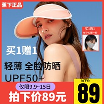 Under the banana sunscreen hat female anti-ultraviolet mask beach sun hat duck tongue vv outdoor empty top sun hat c