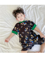 Children's Home Clothing Men's Summer New Cotton Silk Pajamas Set Baby Foreign Style Outgoing Clothing