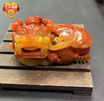 Yunnan Natural Jade Yellow Dragon Jade Bully King Leopard handlebar piece big number hanging golden chicken blood red old stock transfer