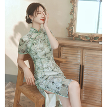 Old Shanghai cheongsam summer 2021 new young girl improved elegant retro Republic of China waist dress