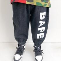 BAPE Tide Card Children Dress Boys And Girls Nursery School Baby Jeans Long Pants Slim print 100 Lap Khalan Pants