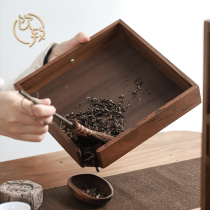 Drinking walnut tea box solid wood Puer tea tray storage box tea cake tray tea dial Kung Fu tea set accessories