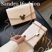 Sandro Ifashion soft leather small bag shoulder bag chain crossbody womens bag net red wild small square bag tide