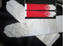 Small flower gloves Wedding long strap fingerless fingerless car bone flower gloves Bridal wedding red glove knot