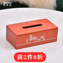 Modern minimalist American Pumping Paper Containing Box Home Living Room Dining Room Dining Home Streaming Gold American Creative Glass Tissue Box