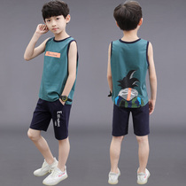 Childrens clothing boys summer clothing sleeveless sports vest shorts suit 2021 new big child little boy clothes tide