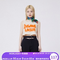 INSNLASIA Original Rendering Polka Dot Print Cropped Navel Tank Top Tide Brand Womens Sling Cropped Top