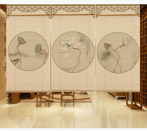 Custom printing retro new Chinese style hanging painting Zen Japanese bamboo curtain Curtain roller curtain Tea room decoration partition curtain lifting