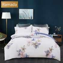 Ramada cotton bed sheet duvet cover Dormitory double duvet cover Elegant atmosphere bed four-piece set AB surface set Adult