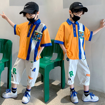 Boys summer clothes suit slim fit 2022 new children Summer short sleeve polo shirt CUHK Tong Shuai Trend Summer