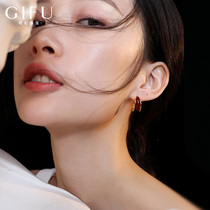 GIFU minority design sense retro big temperament earrings red sterling silver earrings female 202021 New Tide