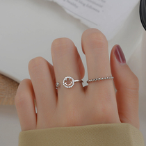 Ladys smiling face ring woman design small crowdsourced pure silver index finger ring female fashion personality opening ring women ins tide