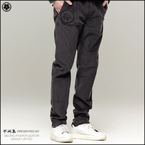 Semi-casual concentrated national style mens pants velveteen mid-waist straight casual fashion spring and autumn trousers Retro trendy mens pants