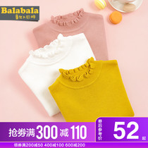  Bara Bara girls sweater Middle and large childrens wooden ear bottoming shirt Childrens baby sweater Autumn and winter childrens clothing Western style