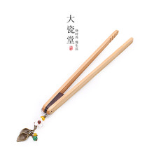 Big porcelain hall handmade ebony tea clip Creative tea tweezers with tassel pendant Kung Fu tea set Tea ceremony spare parts