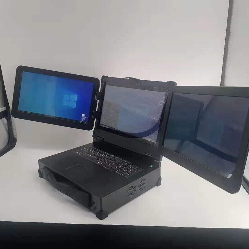 Three-Screen Reinforced Laptop, All-In-One Personal Computer, All-Aluminum, Three-Screen Industrial All-In-One Computer, Three-Screen Industrial Portable Computer