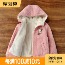 Girl coat autumn and winter children plus velvet cotton coat foreign girl 2021 Winter Dress New thick lamb hair childrens clothing