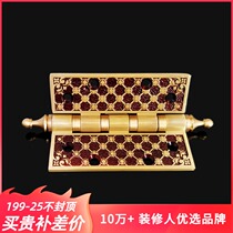Armored copper Wei pure copper thick bearing hinge wooden door crown head flat opening hinge all copper silent loose leaf folding