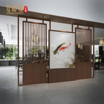 New Chinese style solid wood fence hollow partition living room tea room hotel restaurant shelter large screen can be customized seat screen