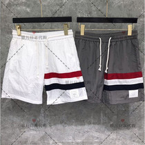 Silver Childrens Day Thom Browne 20SS New TB Straight Speed Dry Beach Shorts Webbing Splicing 50% Pants
