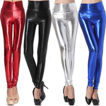 Autumn and winter explosive imitation leather leggings women wear large size unmarked PU bright leather high waist slim small foot leather pants