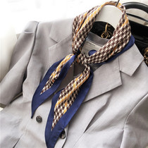 Korean chic diamond decorative womens silk scarf Chiroe pointed small scarf headscarf Joker scarf spring and autumn scarf tide