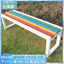 Solid Wood long stool changing shoes stool backrest outdoor plank swimming pool Square Leisure outdoor waiting area rest chair