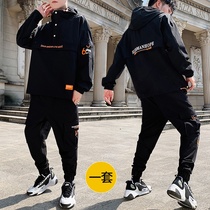 2021 new autumn and winter mens fashion Korean version of a set with handsome hip-hop tooling two-piece loose suit