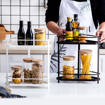 Kitchen corner shelf Floor-to-ceiling double-layer multi-function storage tripod Household seasoning seasoning storage shelf